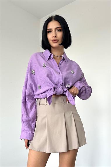 Wholesale Lilac Crystal Stone Shirt