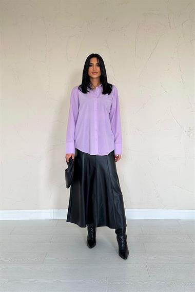 Toptan Lila Poplin Gömlek