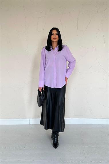 Toptan Lila Poplin Gömlek