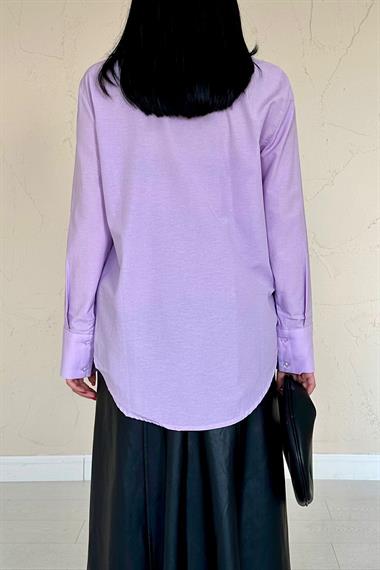 Toptan Lila Poplin Gömlek