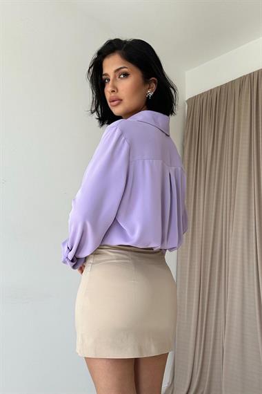 Wholesale Lilac Stone Embroidered Satin Shirt