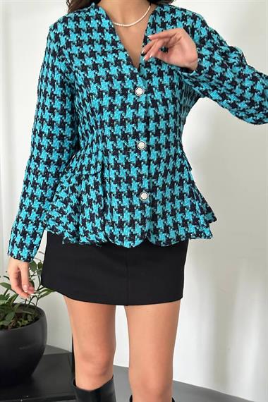 Toptan Mavi Arka Fiyonk Detaylı Ceket