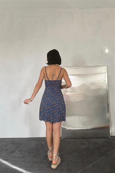 Toptan Mavi Askılı Elbise