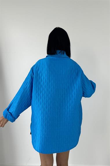 Toptan Mavi Cepli Kapitone Gömlek