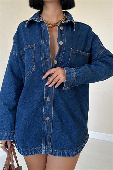 Toptan Mavi Cepli Kot Gömlek