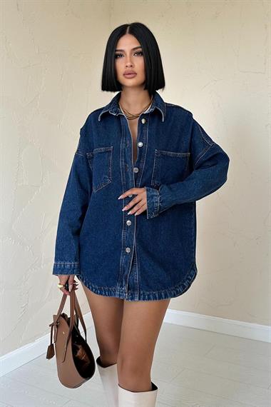 Toptan Mavi Cepli Kot Gömlek