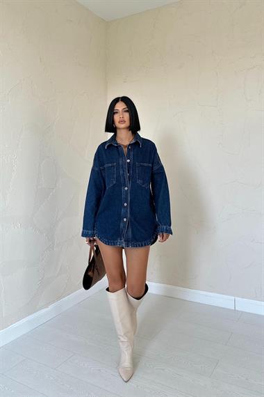 Toptan Mavi Cepli Kot Gömlek