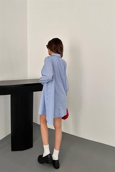 Wholesale Blue Striped Long Shirt