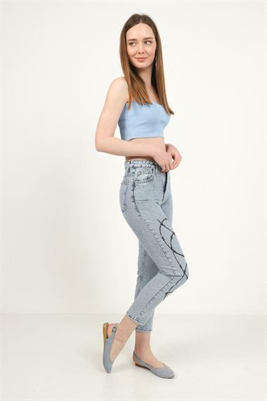 Toptan Mavi Desenli Jeans Pantolon