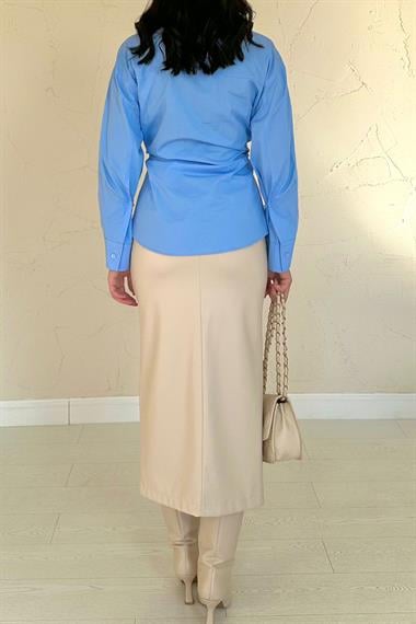 Wholesale Blue Button Detail Shirt