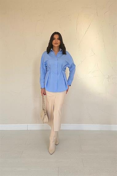 Wholesale Blue Button Detail Shirt