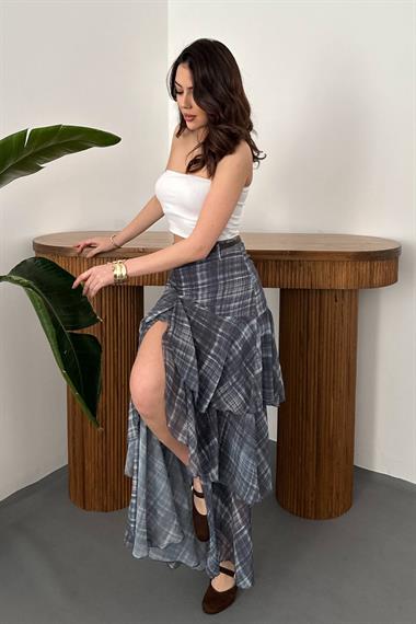 Toptan Mavi Ekoseli Kat Kat Etek