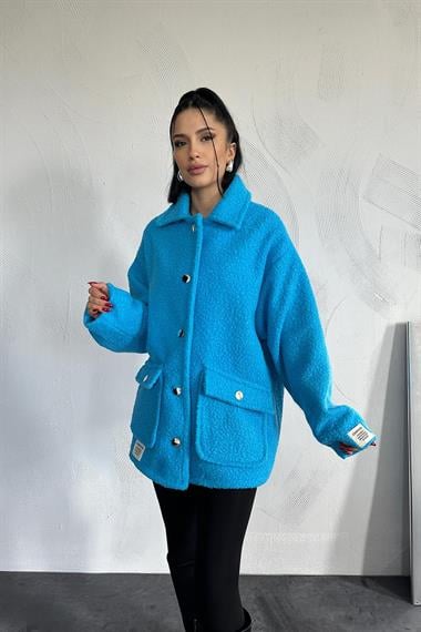 Toptan Mavi Etiketli Pile Detaylı Ceket
