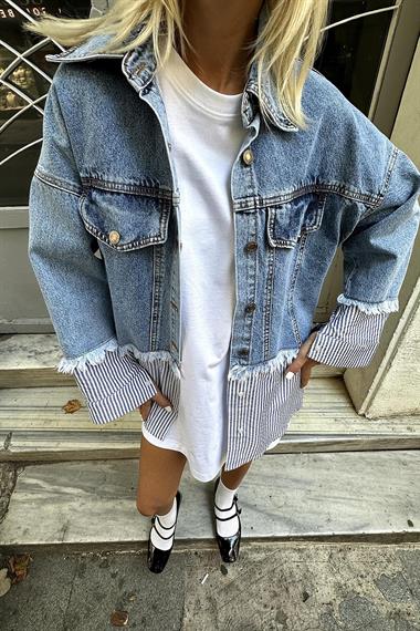 Toptan Mavi Garni Detaylı Gömlek