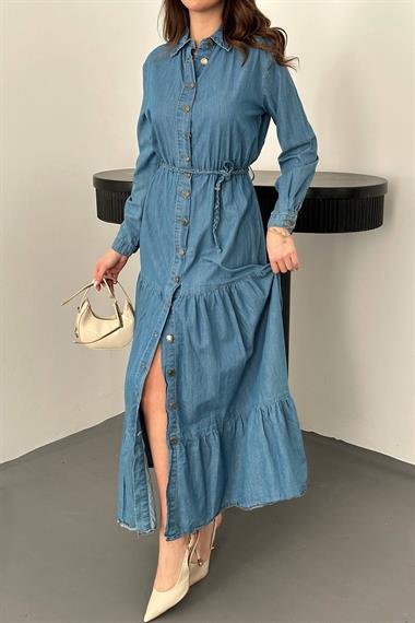 Toptan Mavi Gömlek Elbise