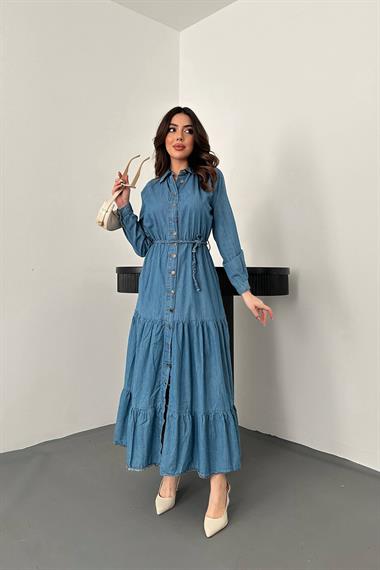 Toptan Mavi Gömlek Elbise