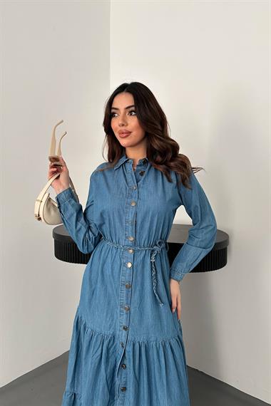 Toptan Mavi Gömlek Elbise