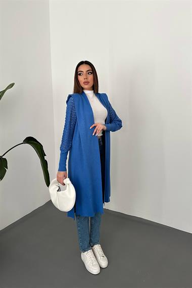 Wholesale Blue Sleeve Knitted Sweater Cardigan