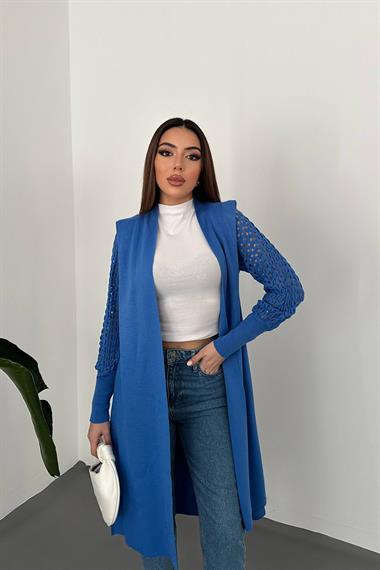 Wholesale Blue Sleeve Knitted Sweater Cardigan