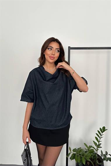 Toptan Mavi Kot Bluz