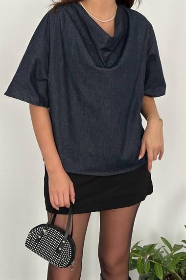 Toptan Mavi Kot Bluz