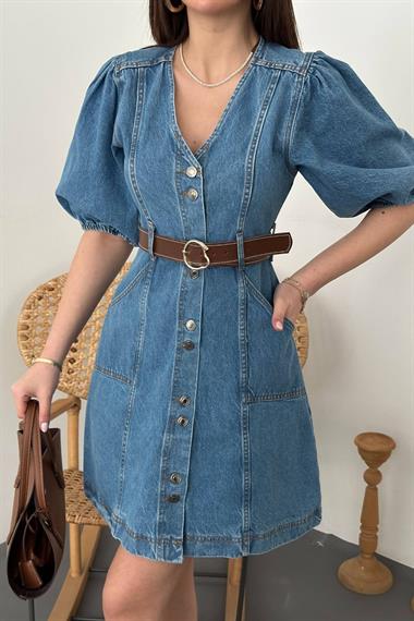 Toptan Mavi Kot Elbise