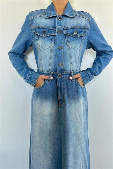 Toptan Mavi Kot Elbise