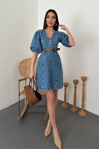 Toptan Mavi Kot Elbise