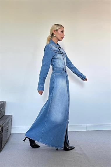 Toptan Mavi Kot Elbise