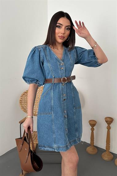 Toptan Mavi Kot Elbise