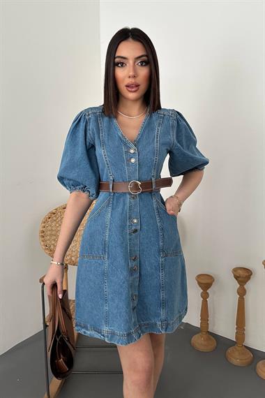 Toptan Mavi Kot Elbise