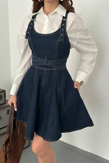 Toptan Mavi Kuplu Kot Elbise