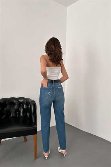Toptan Mavi Lazer Kesim Jeans Pantolon