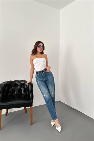 Toptan Mavi Lazer Kesim Jeans Pantolon