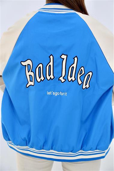 Wholesale Blue Embroidered College Jacket