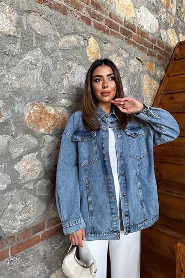 Toptan Mavi Oversize Kot Ceket