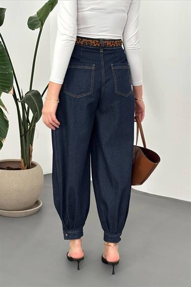 Toptan Mavi Paçası Pileli Kot Pantolon