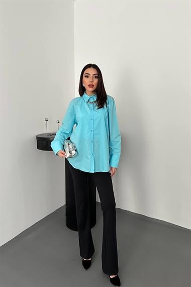 Toptan Mavi Poplin Gömlek