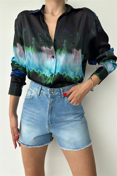 Toptan Mavi Renk Desenli Gömlek