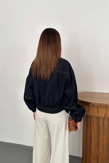 Toptan Mavi Taşlı Kısa Kot Ceket