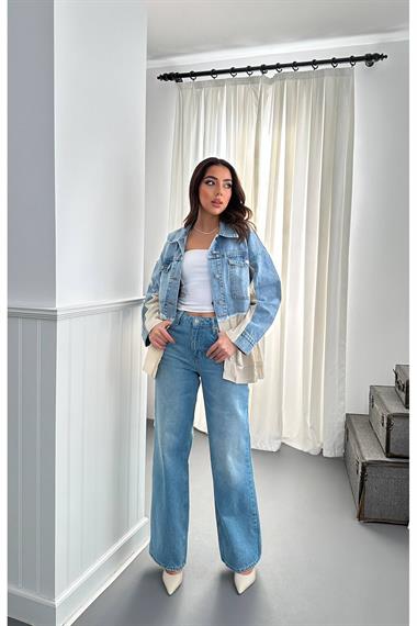 Toptan Mavi Triko Garnili Kot Ceket