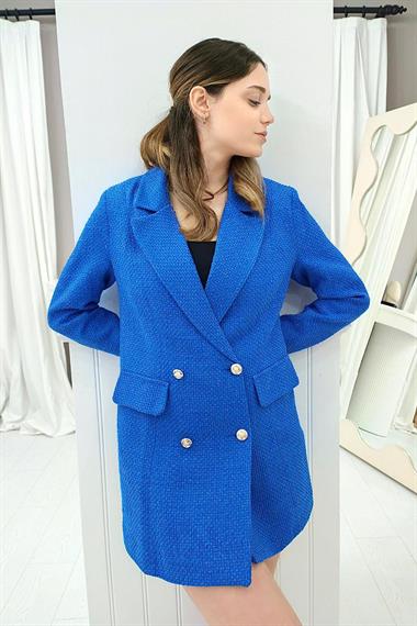 Toptan Mavi Tüvit Ceket