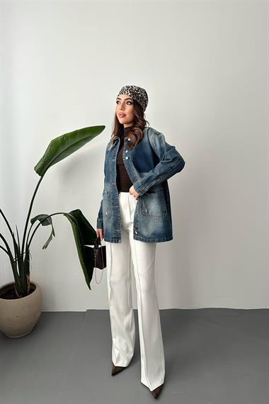 Toptan Mavi Vintage Kot Ceket