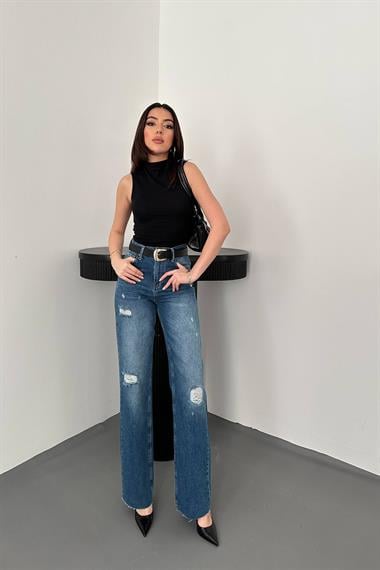 Toptan Mavi Yırtık Jeans Pantolon