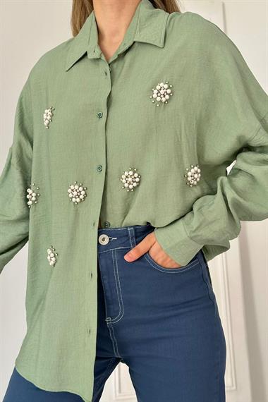 Toptan Mint 8 Parça Taşlı Gömlek