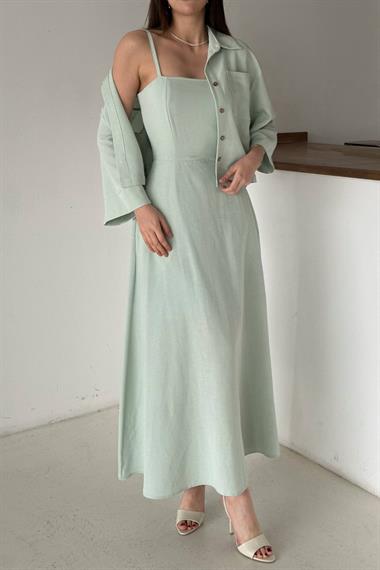 Toptan Mint Askılı Elbise Ve Gömlek