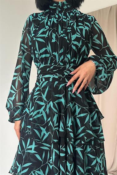 Toptan Mint Bel Detaylı Elbise