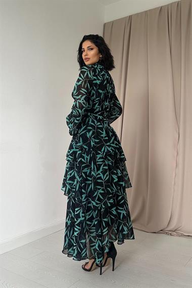 Toptan Mint Bel Detaylı Elbise