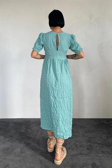 Toptan Mint Gofre Elbise