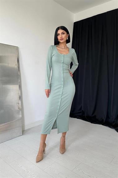 Toptan Mint Kaşkorse Elbise